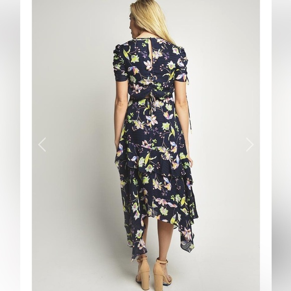 Tanya Taylor Women’s Cosette Garden Print Silk Floral Asymmetrical Midi Dress 6 - Picture 4 of 16